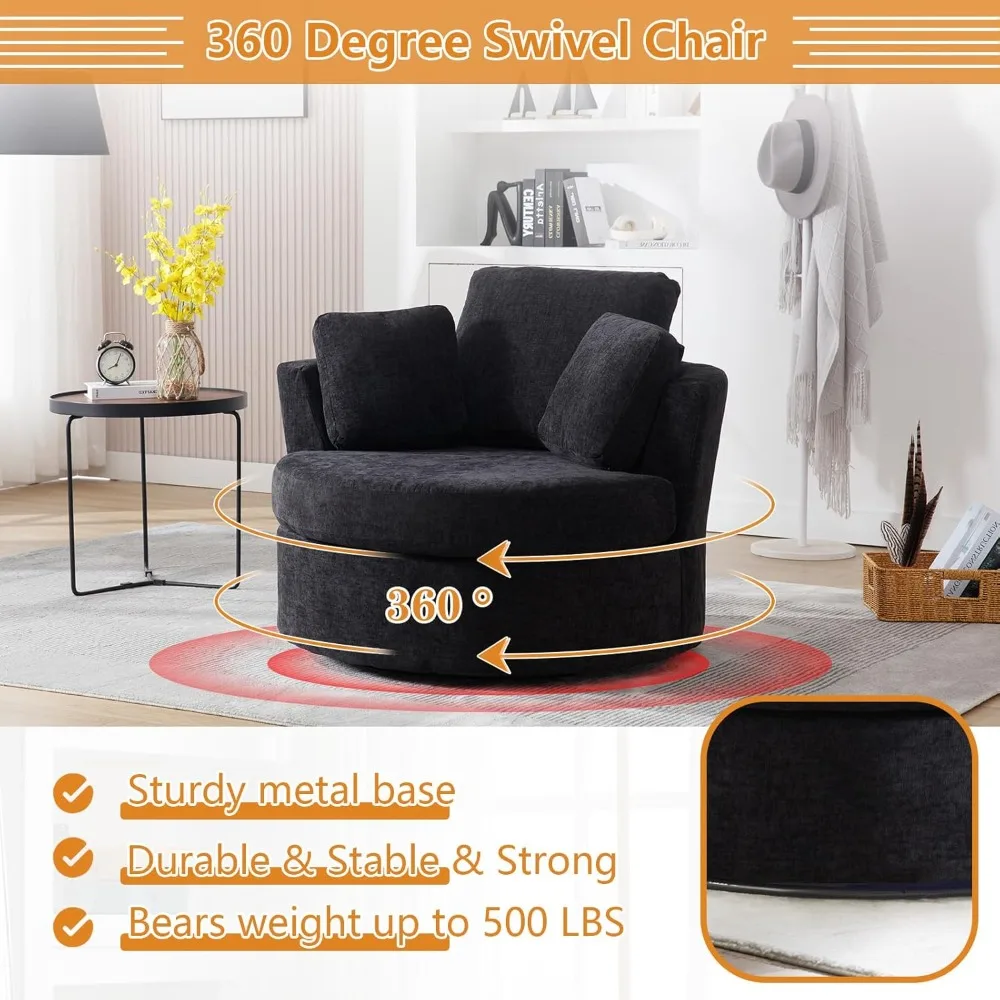 Swivel Chair with Half Moon Storage Ottoman, Modern Upholstered Single Sofa Armchair for Nursery, Bedroom，Living Room Chairs