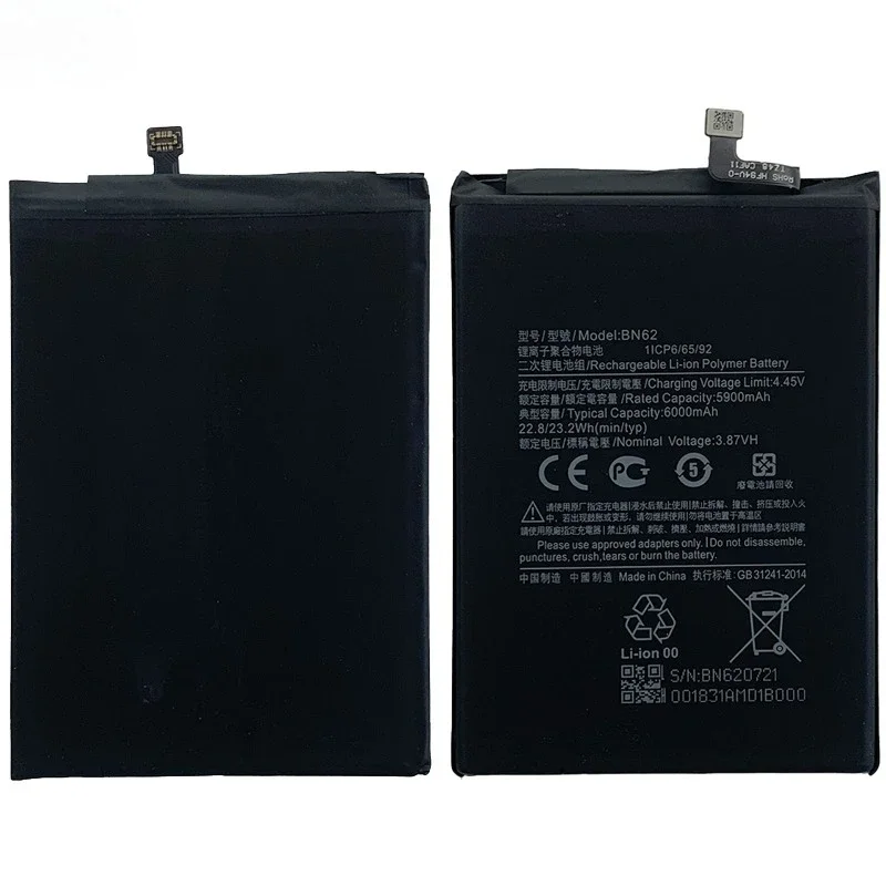 BN62 for Xiaomi Redmi Note 9 4G/Poco M3/9T/9 Power Phone Battery High Quality High Capacity Replacement Bateria  with Tools