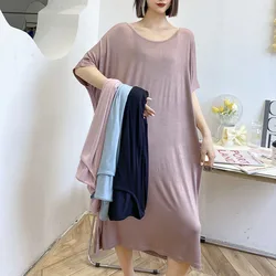 Fdfklak Comfortable Cotton Modal Night Dress Women Nightie Short Sleeve Loose Sleepshirt Summer Ladie's Sleepwear Nightgowns