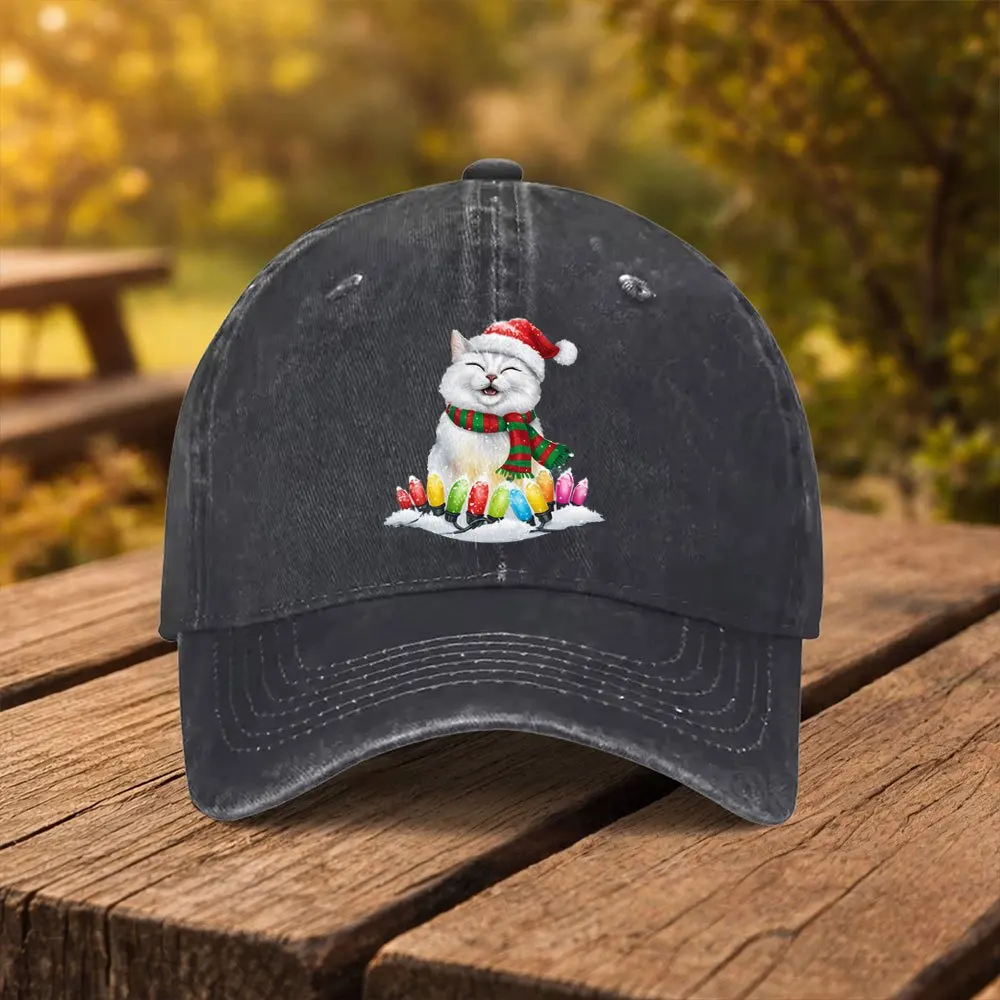 Unisex Duckbill Baseball Cap with Cat Print - Adjustable Lightweight Suitable for Outdoor Sports, Fitness, Travel, Machine Washa