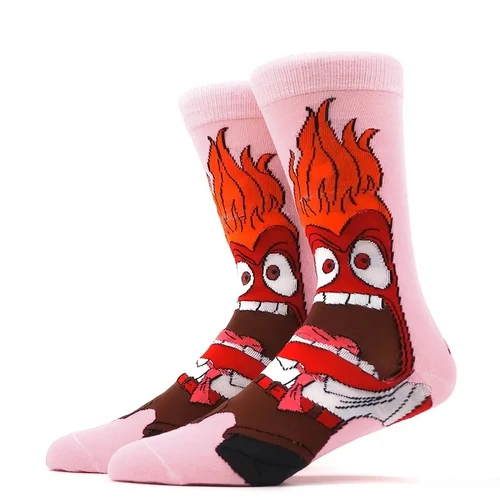 Imagen 2 del producto 6 pares de calcetines de tubo con patrones de personajes de dibujos animados de Anime de alto valor para mujer, calcetines de pareja de monopatín de colores estilo callejero Hip-Hop