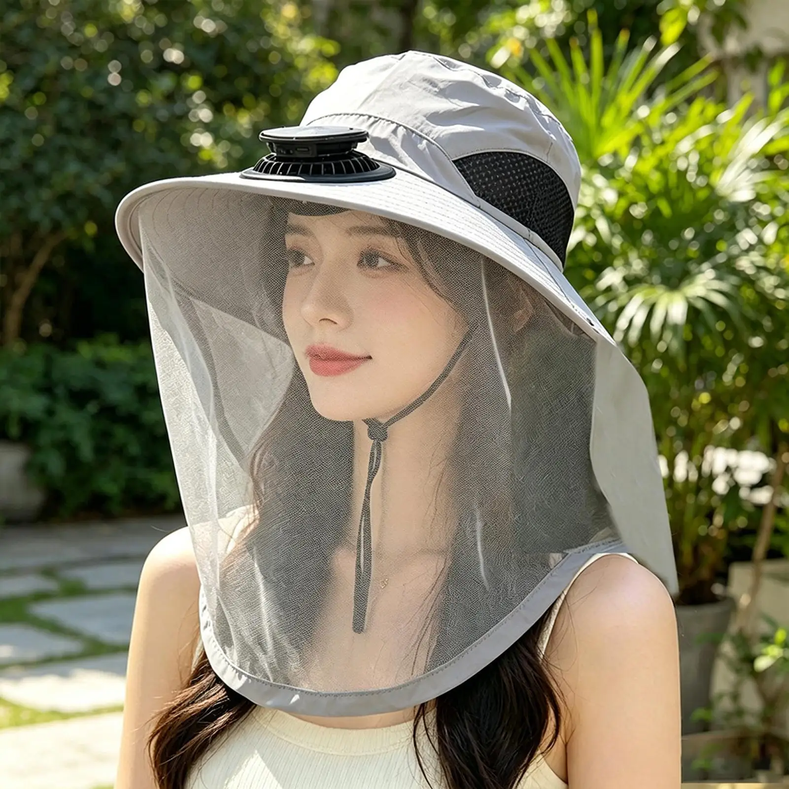 Solar Hat With Built In Fan Solar Wide Brim Headgear With Gnat Net Fishing Fan Hat With Net For Travel Walking Hiking Camping