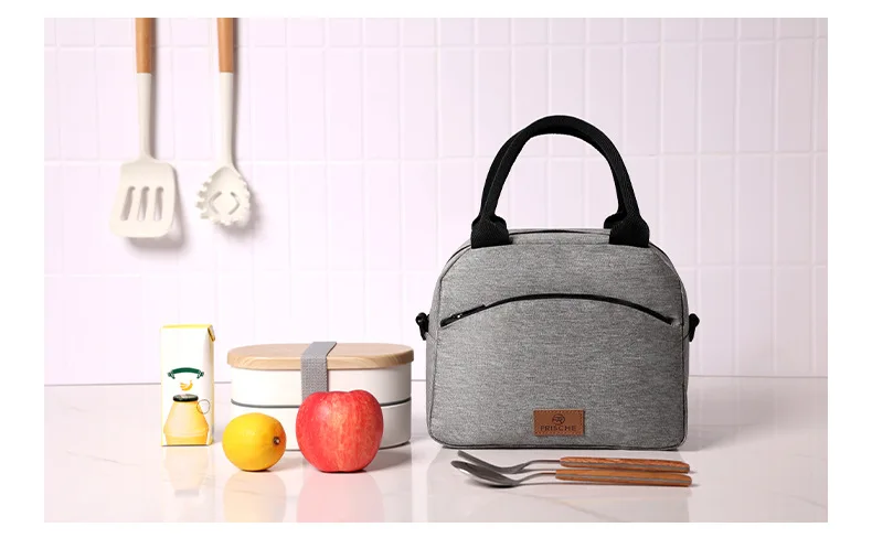 Lunchtasche mit Schultergurt, Griff, Kühltasche für Damen, tragbare Lebensmitteltasche für Arbeit, Studenten, Thermo-Lunchbox, Kühlschranktasche – Detail 14