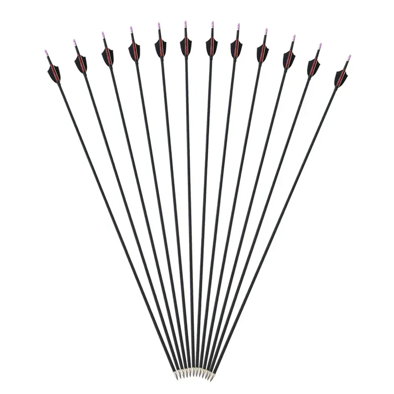 

6/12pcs Archery Carbon Arrows Hunting Spine1000 OD6mm 2" Shield Shaped Turkey Feather for Recurve Compound Bow Longbow Shooting