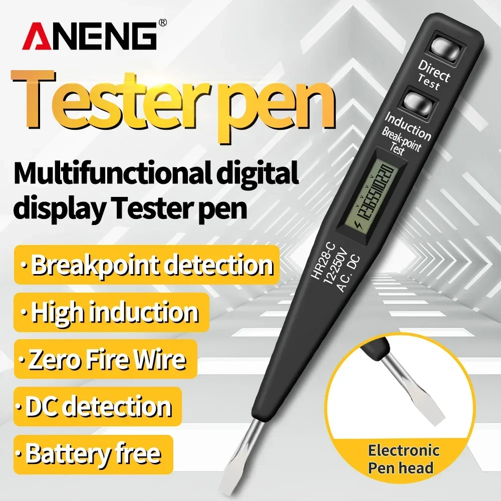ANENG VD500 Induction Digital Display Voltage Test Pen 12-250V AC DC Battery Free Breakpoint Live Neutral Wire Check Screwdriver