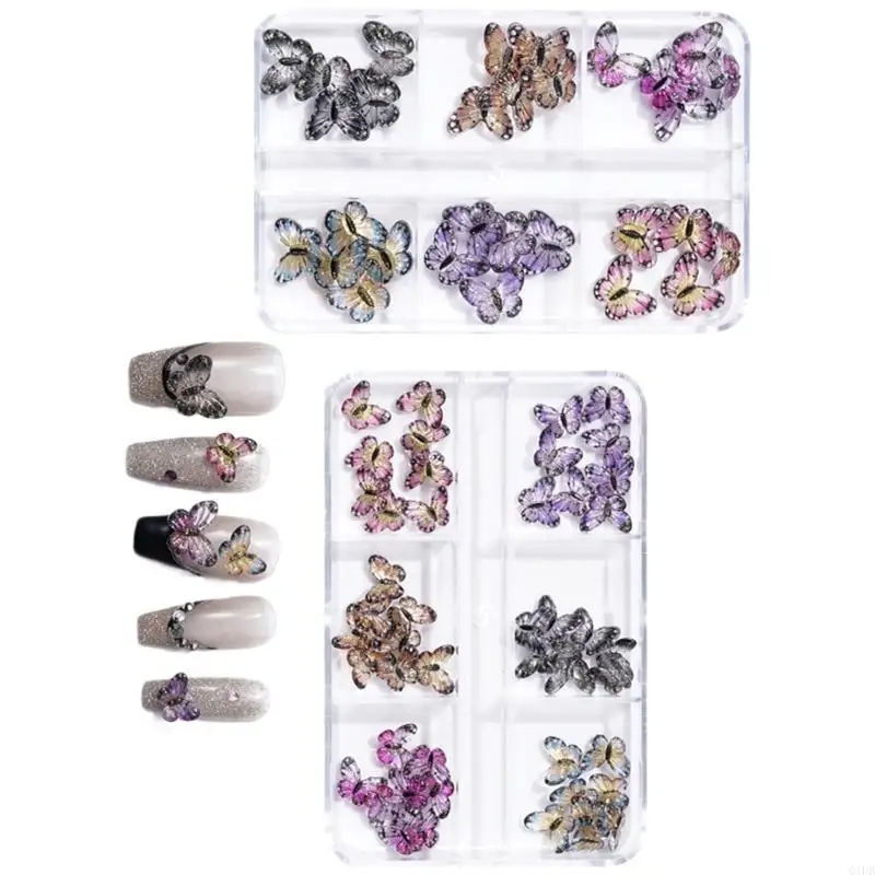 Q1FB 1SET Butterfly Nails Charm for Women and Girls Nails Nails Art Rhinestonshosts Crafts Supplies Sovelizing