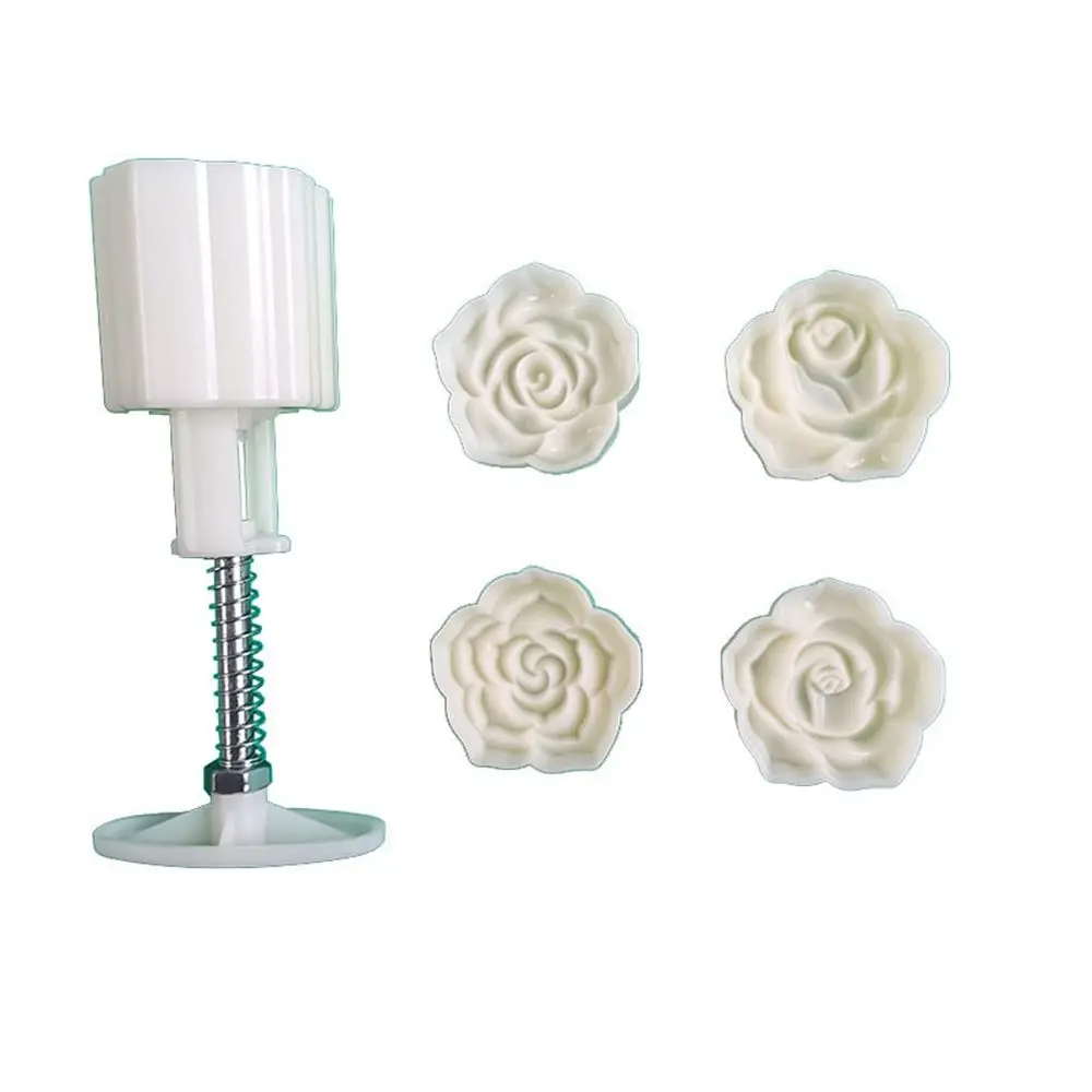 

5Pcs/Set Cookie Rose Shape Pastry Dessert Cake Decoration Hand Pressure Pastry Mould Mooncake Mold Cookie Mould Baking Tool