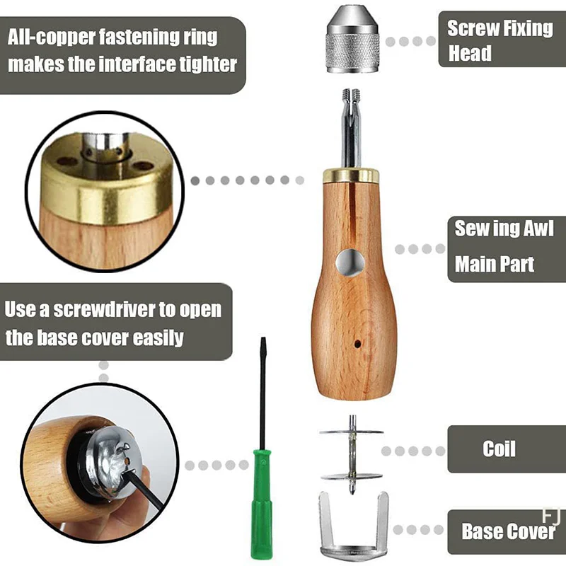 

[YU]DIY Leather Sewing Awl Kit Waxed Thread Hand Sewing Tools Craft Edge Stitching Belt Strips Shoemaker Canvas Repair Tools