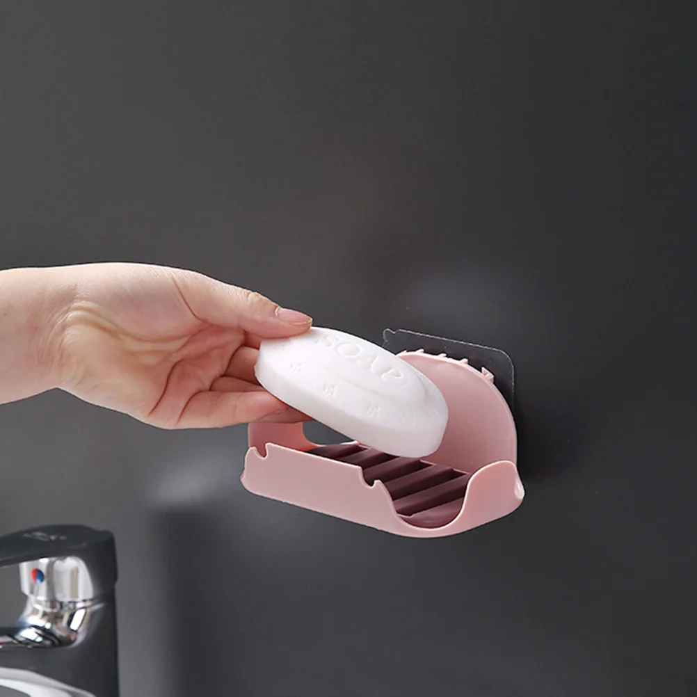 

2pcs Double Holder Adhesive Plastic Plastic Holder Soap Dish Bathroom Draining Rack For Soap Storage Red 2-Pack
