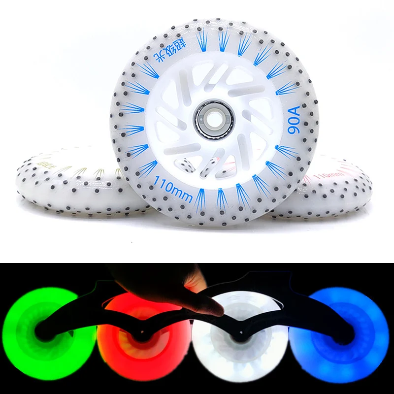 LED Lighting Flint Speed Skating Wheels 90 100 110mm With 104 208 Firestones Spark Inline Skates Tyre 90A For Powerslide Patines