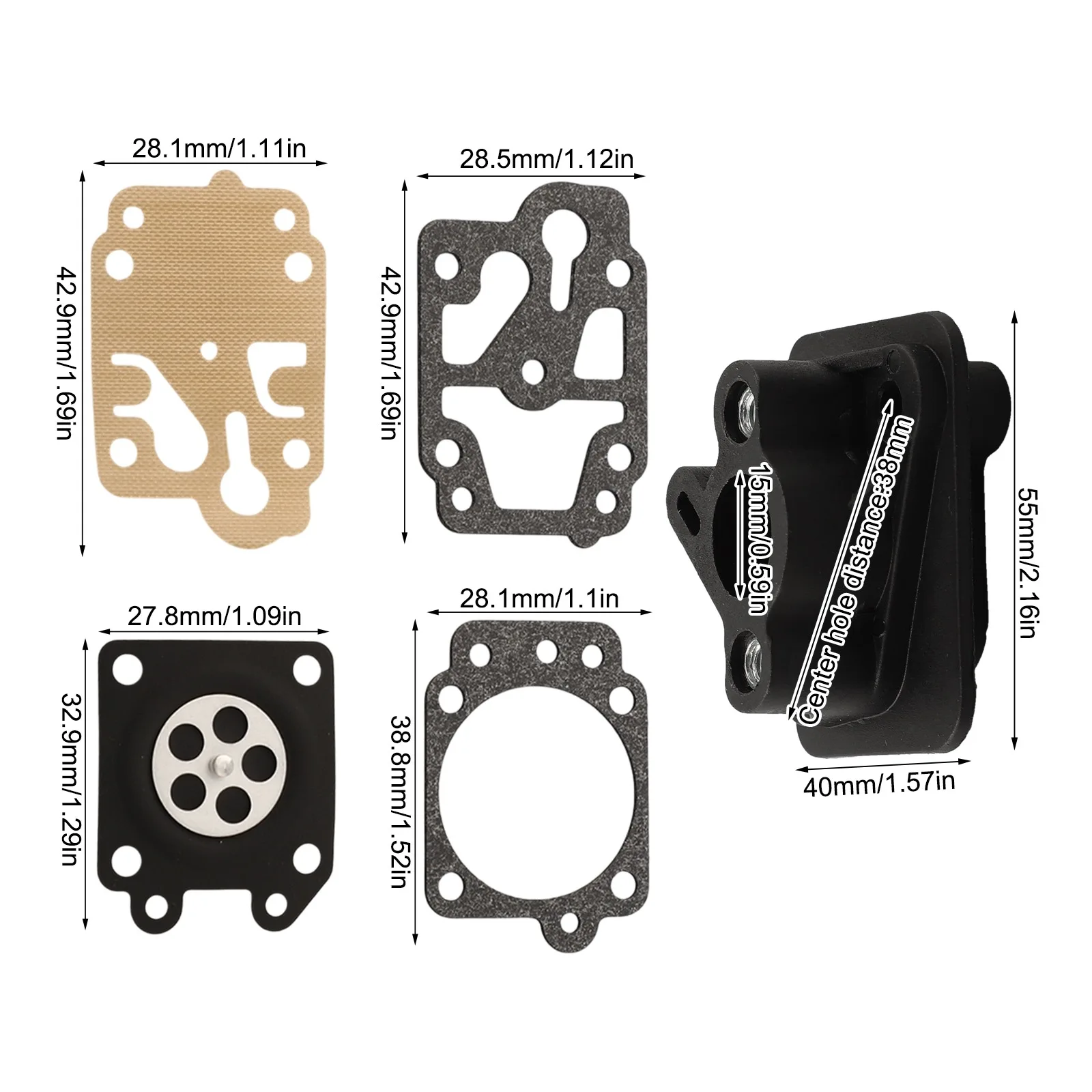 Intake Manifold Replacement Kit Suitable for BC430 and Other Models Complete with Gasket and Fuel Delivery Components