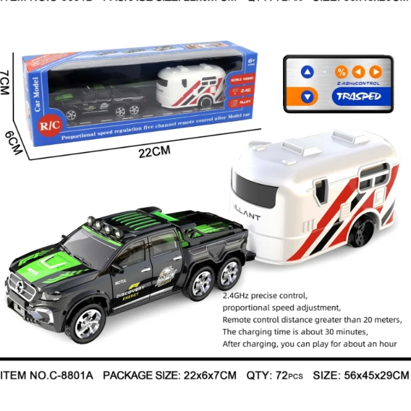 Nuovo 1:64 Mini auto telecomandata giocattolo 2.4g luce regolabile con rimorchio simulazione auto in lega giocattolo regalo di compleanno per le vacanze dei bambini