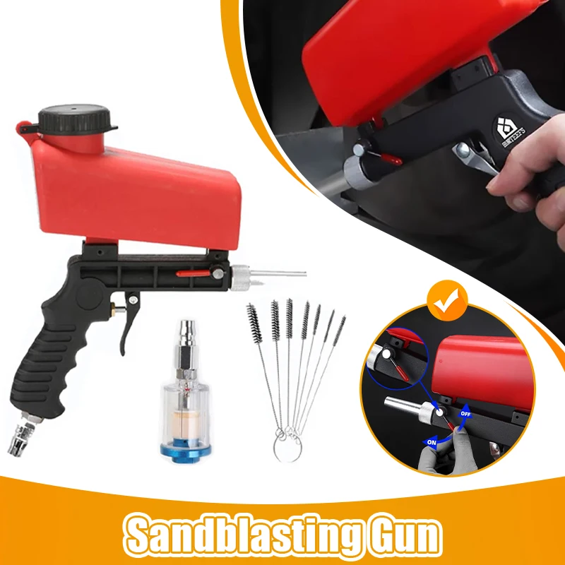 Sandblasting Gun Sand Blaster Adjustable Sand Blasting Machine Gravity Small Portable Handheld Pneumatic Blasting Gun Set