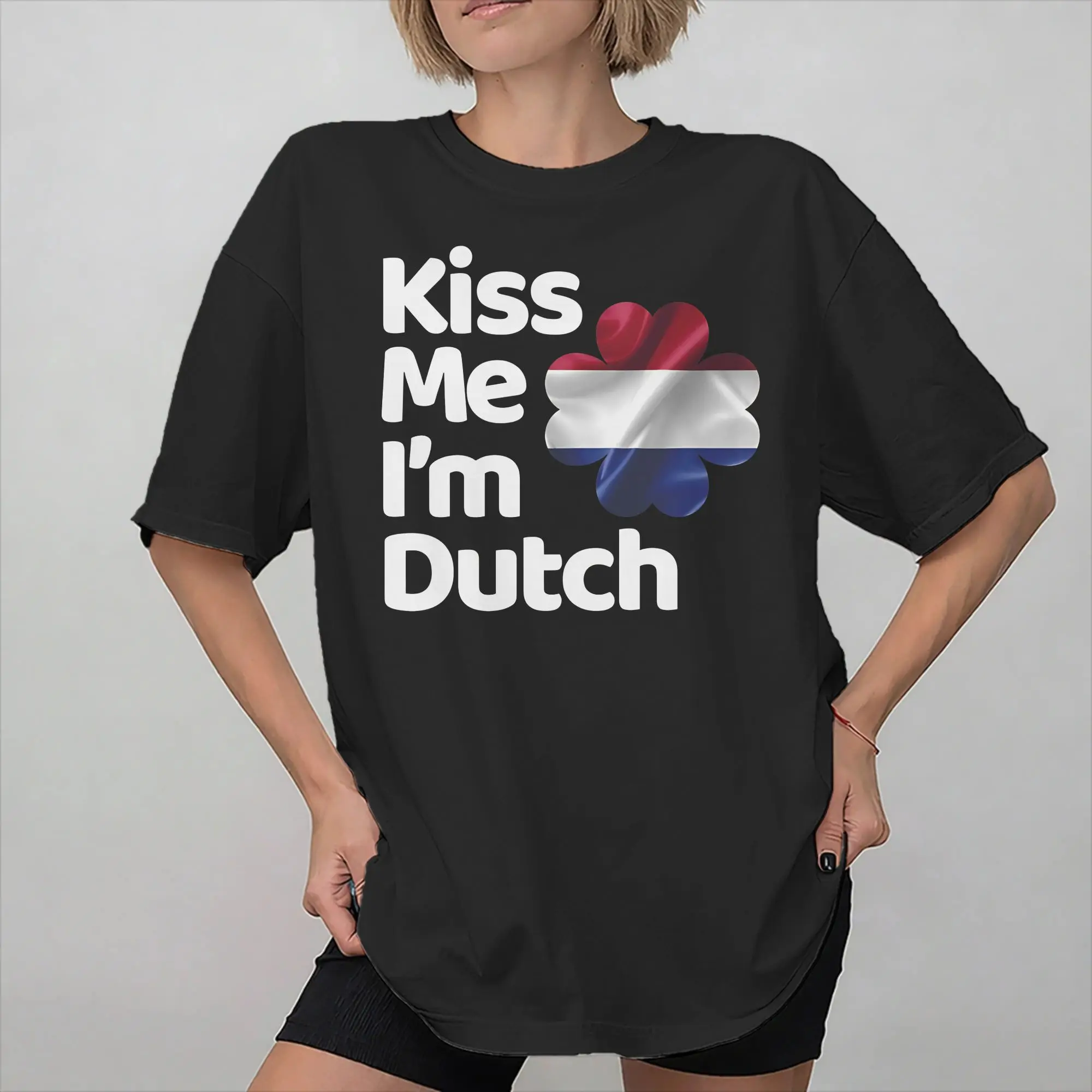 Men Women Graphic Printing Kiss Me I am Dutch from Netherlands T Shirt Tee Cotton  T-shirts Clothing