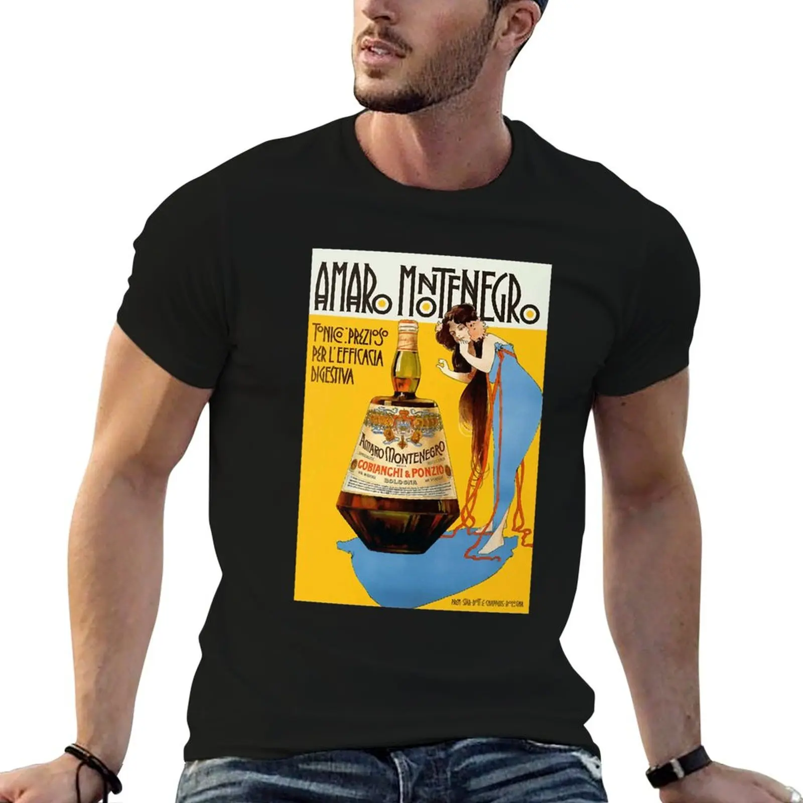Camiseta Amaro Montenegro Vintage Food&Drink, camisetas de diseñador, camiseta de anime