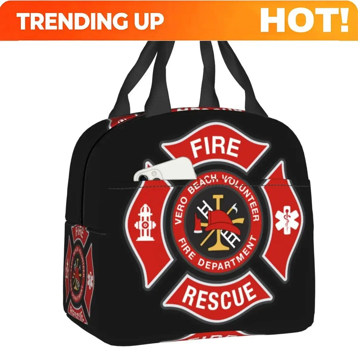 Custom Bag Custom Custom Fire Rescue Firefighter Insulated Lunch Tote Bag For Women Resuable Cooler Thermal Bento Box Outdoor Ca