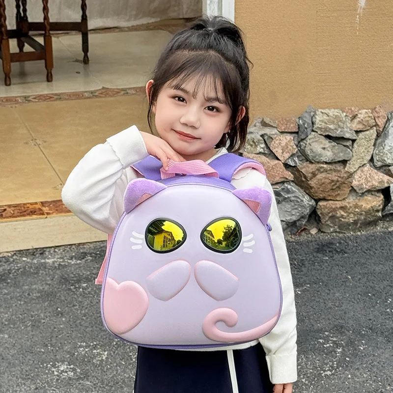 유치원 아기 배낭 귀여운 선글라스 착용, 남녀 공용 새끼 고양이 배낭 새로운 에그쉘 어린이 배낭 트렌드