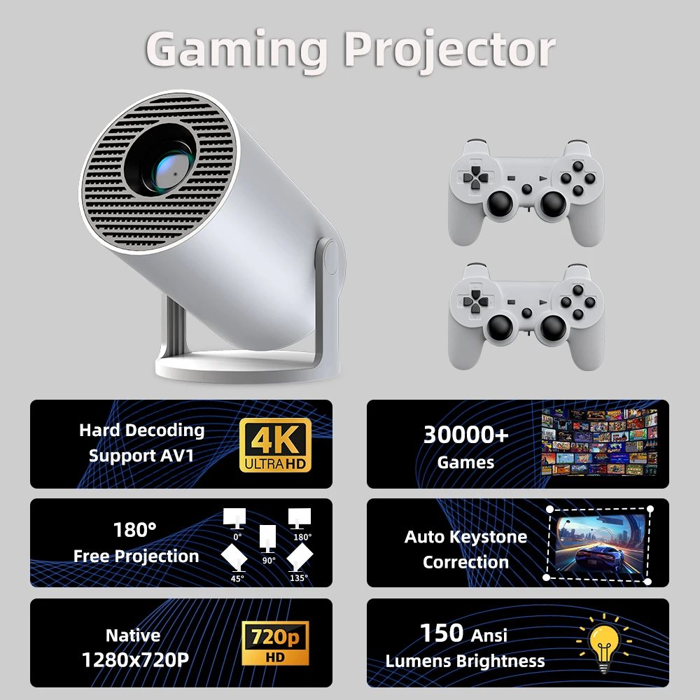 

30000+ GAME projectors 4k android portable video projector bluetooth and wifi Home theater support Netfli YouTub