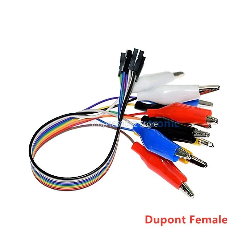 20/30CM Dupont Cable 10pin Male/Female To Alligator Clip Connector Crocodile Clip Test Leads Test Jumper Wire for Arduino