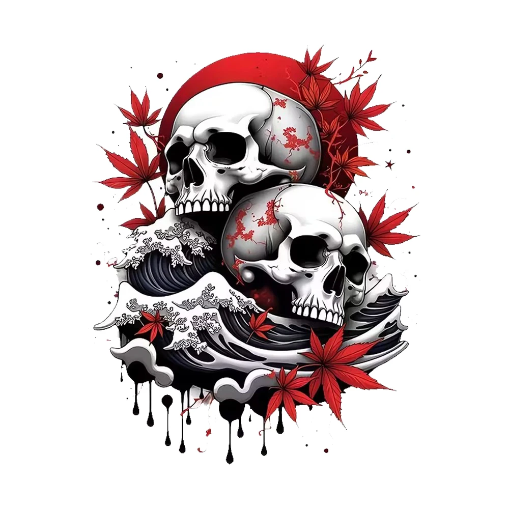 Wave of Skulls Decal Sticker - Self-Adhesive Car Window, Wall & Laptop Decoration - Durable Automotive Exterior Accessories