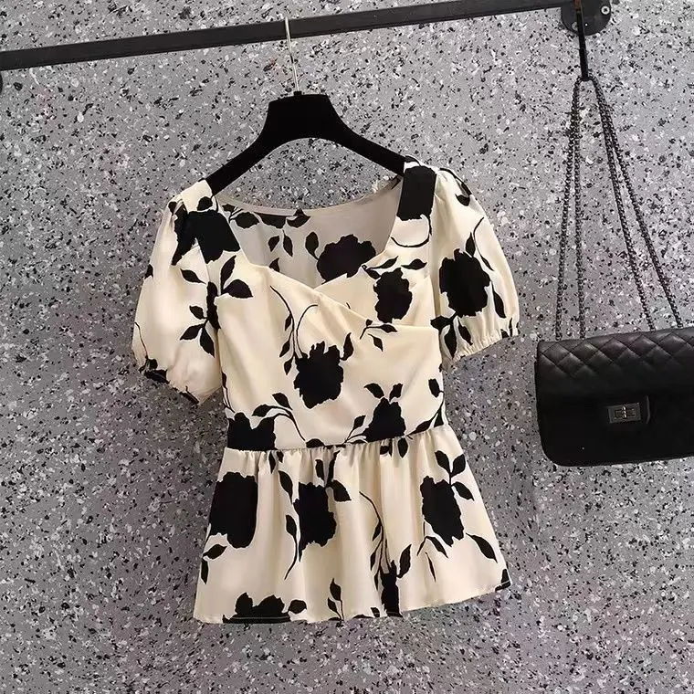 

Short Sleeve Shirts Womens l Pintuck Balloon Loose Shirt Autumn Minimalist Artistic Preppy Youthful Girlish College Wear