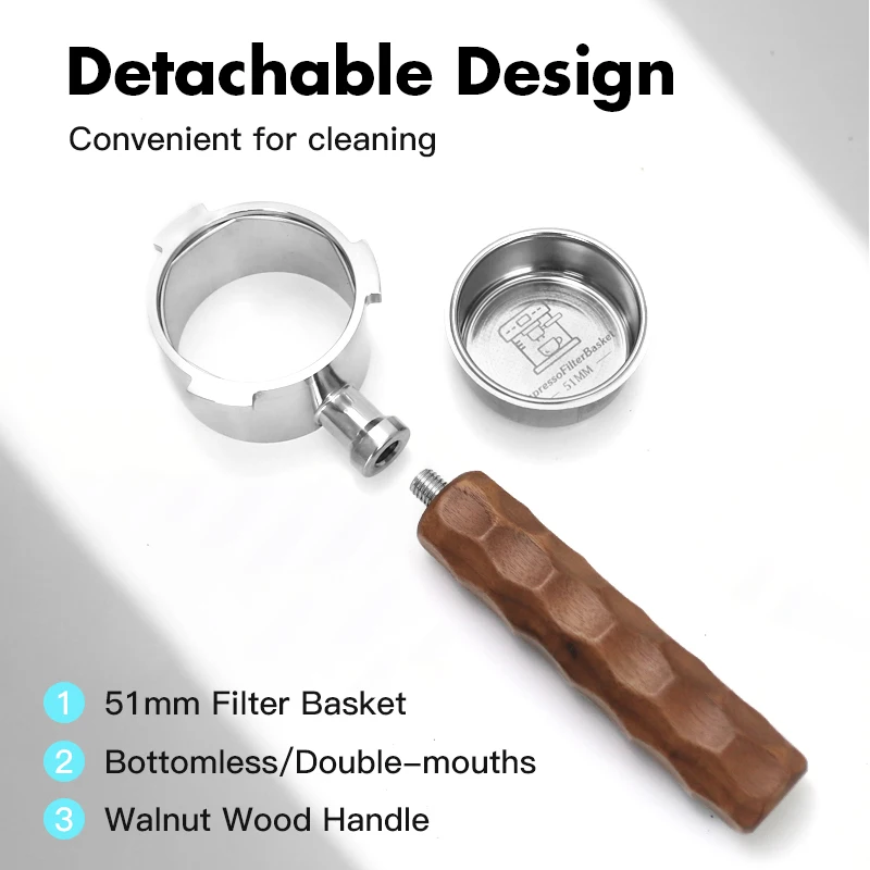 Portafiltro sin fondo de café de 51mm desnudo para Delonghi Dedica 685 680 9335 220 Homix H11 accesorio para máquina de café expreso herramientas de Barista