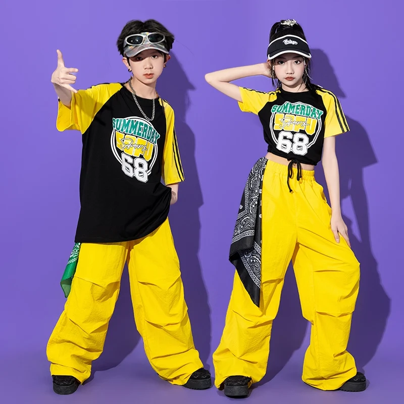 2025 neue Hip Hop Anzug Für Mädchen Jazz Dance Kostüme Lose Top Cargo Hosen Anzug Kpop Tanz Kleidung Street Dance Tragen DQL 10734