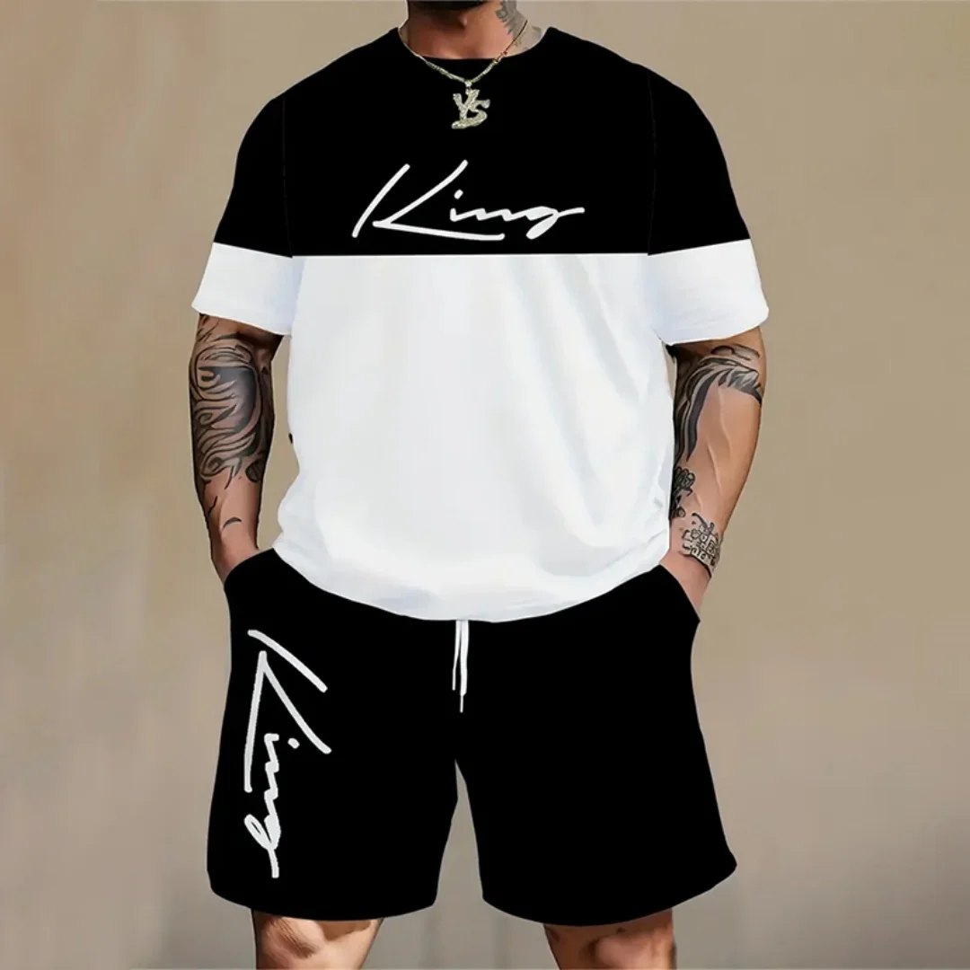 2024 New Men\'s Fashion Sportswear Summer Casual Wear Men\'s Short-sleeved T-shirt And Shorts Quick-drying Two-piece Basic Set