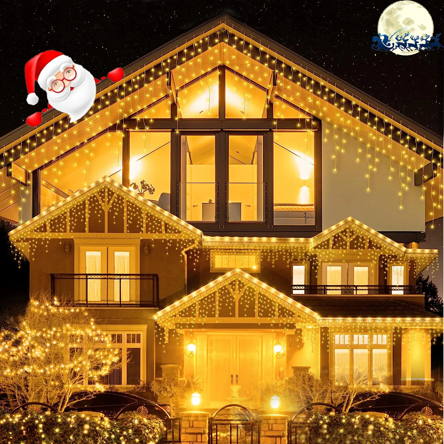 Christmas Decoration 8-24M LED Curtain Icicle String Lights Droops 0.6M Garland for Wedding New year 2024