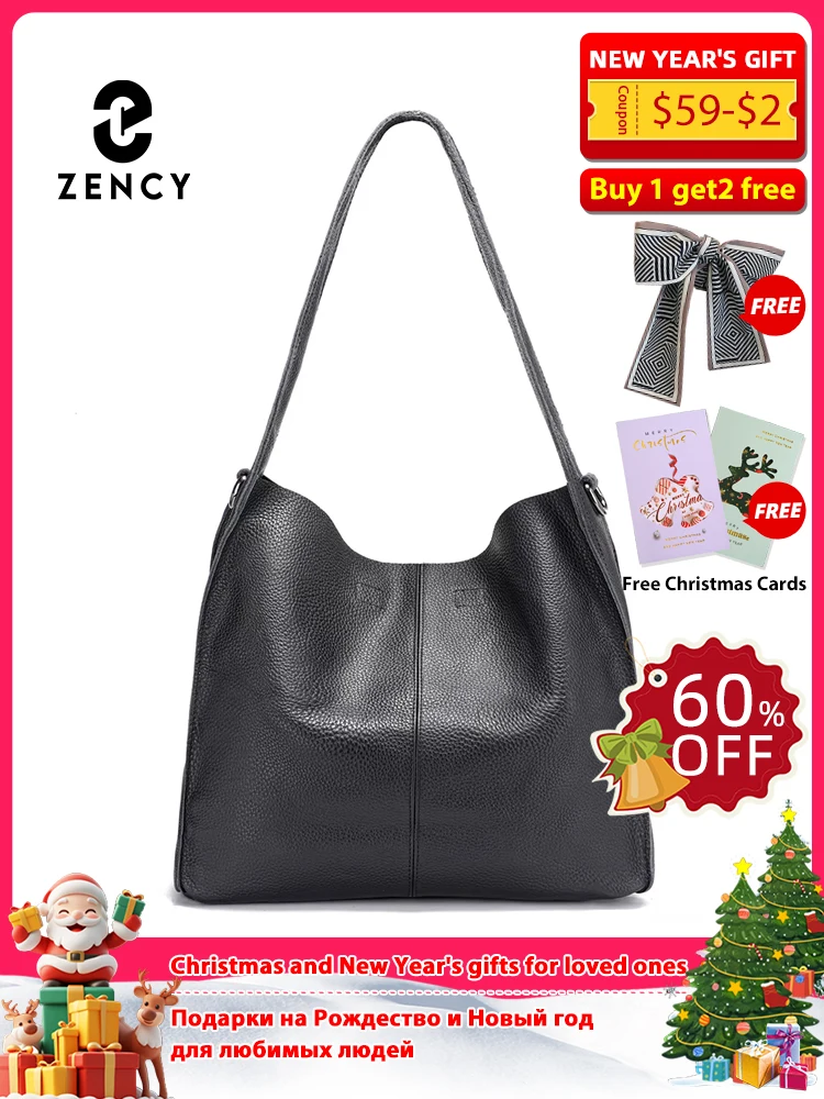 

Zency Genuine Leather Shoulder Bag for Women Soft Handbag Crossbody Bag Designer Wide Strap Work Tote Purse Brown Natural