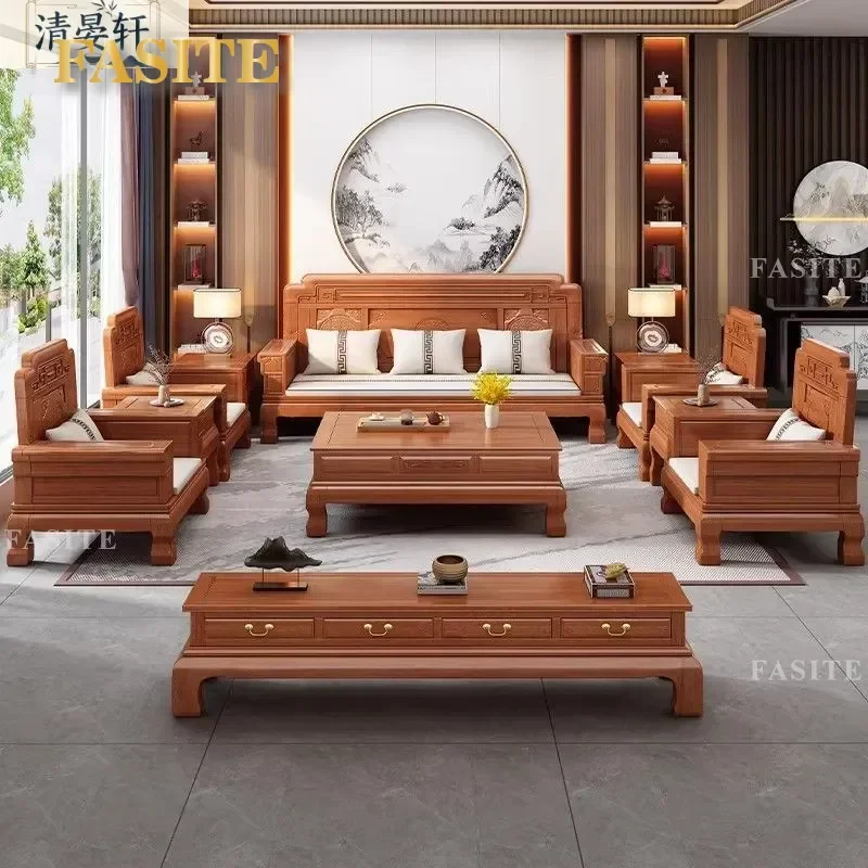 For Chinese Solid Wood Carved Antique Rosewood Sofa Classical Dual Purpose Winter Summer Living Room Furniture Small