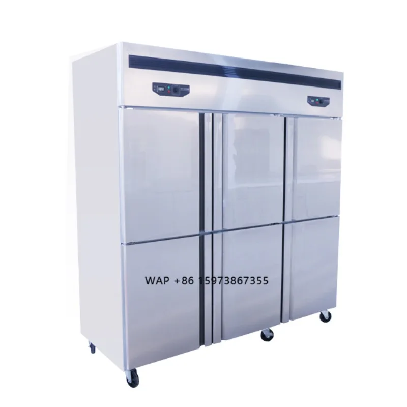Professional energy-saving and durable 6-door all-stainless steel refrigerator Commercial vertical kitchen refrigerator