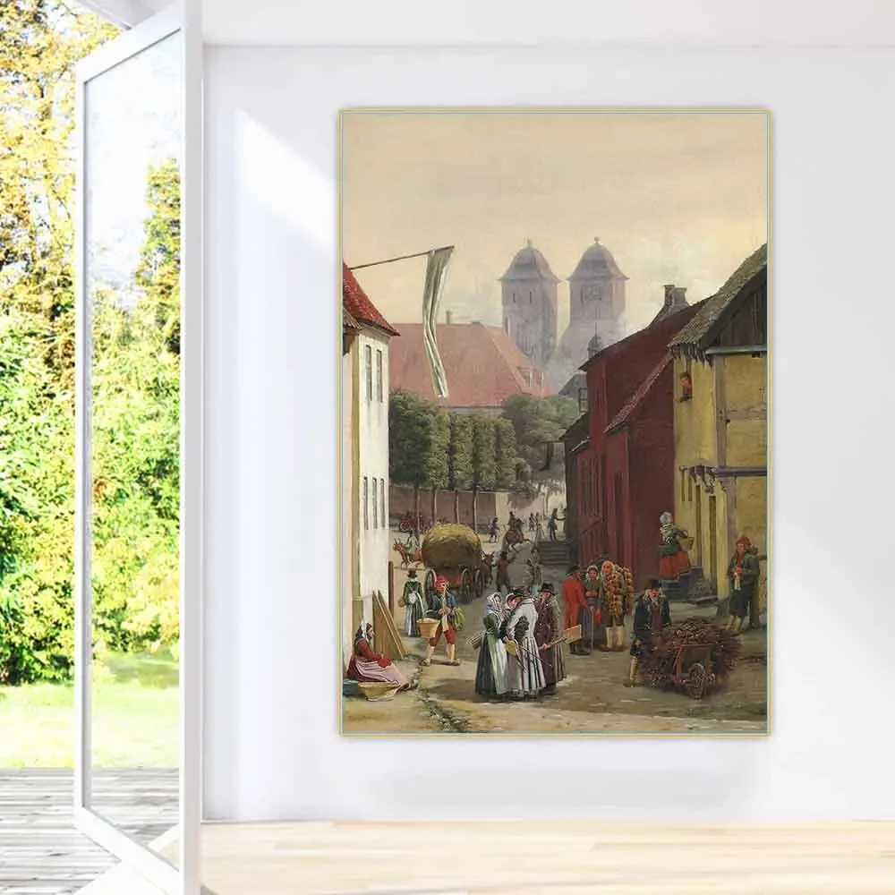 Мартинус Рорбий «День рынка в Виборге» Холст Картина маслом Эстетика Картина Настенный декор Печать Плакат Украшение дома