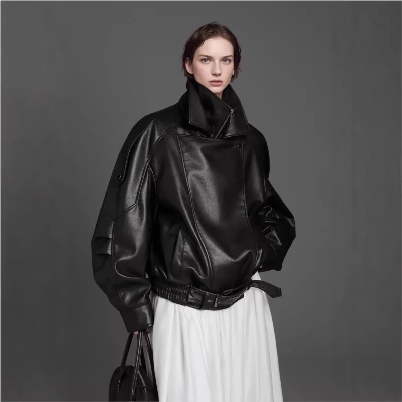 Two wide fake motorcycle leather for women cool and stylish short