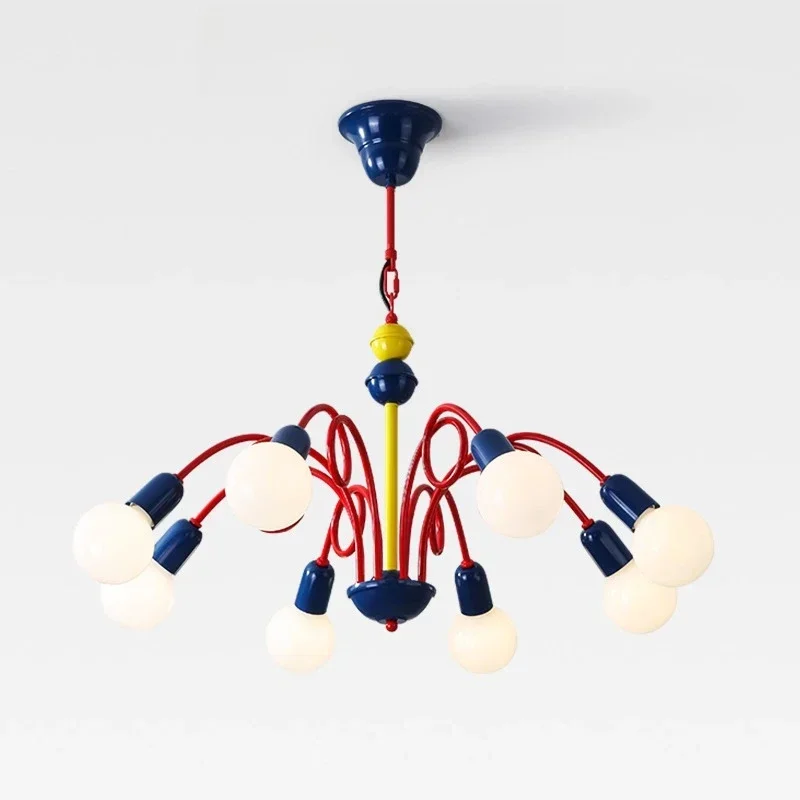 Bedroom Color Macaron Memphis Fun Living Room Chandelier Children's Room Network Red Light