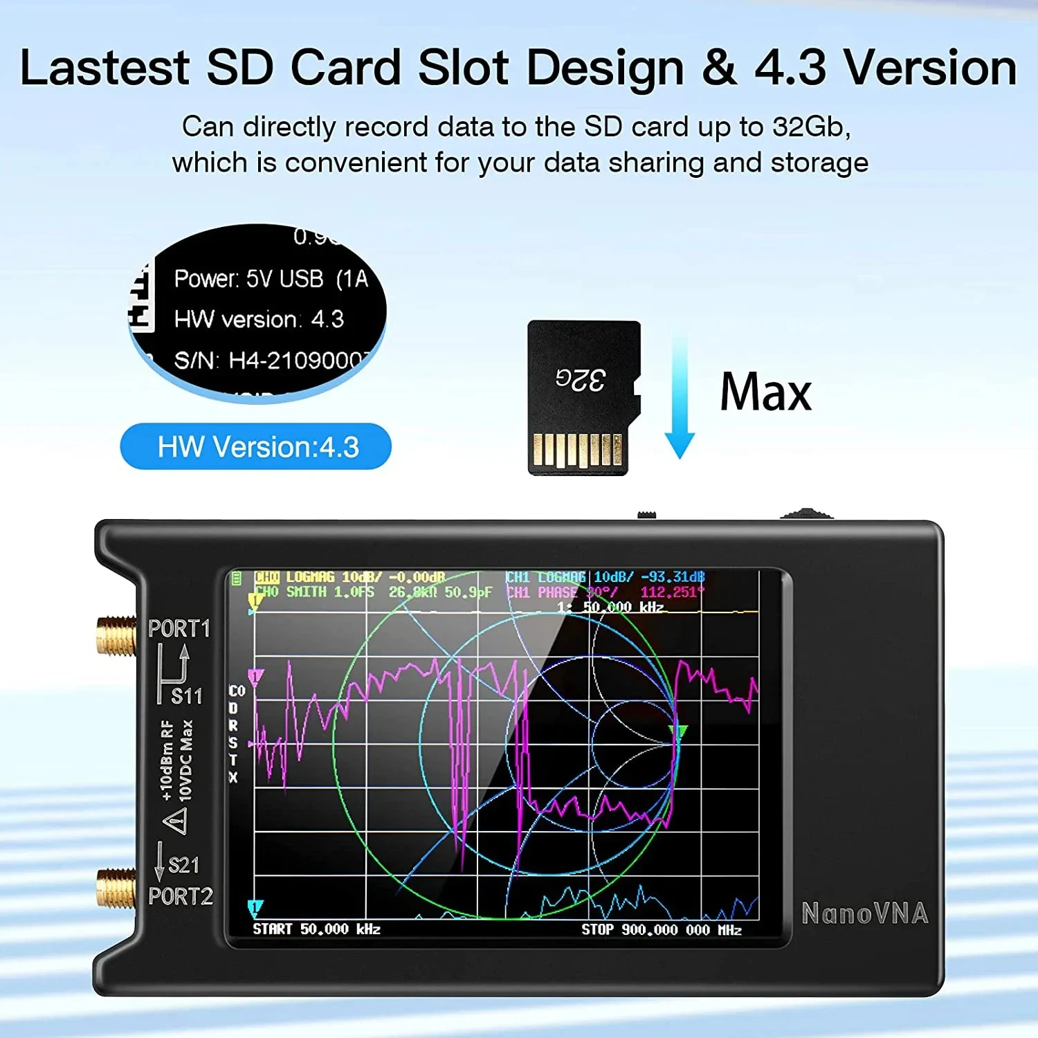 NanoVNA-H New Updated NanoVNA-H4 4inch Vector Network Analyzer 10k-1.5GHz HF VHF UHF Antenna Analyzer