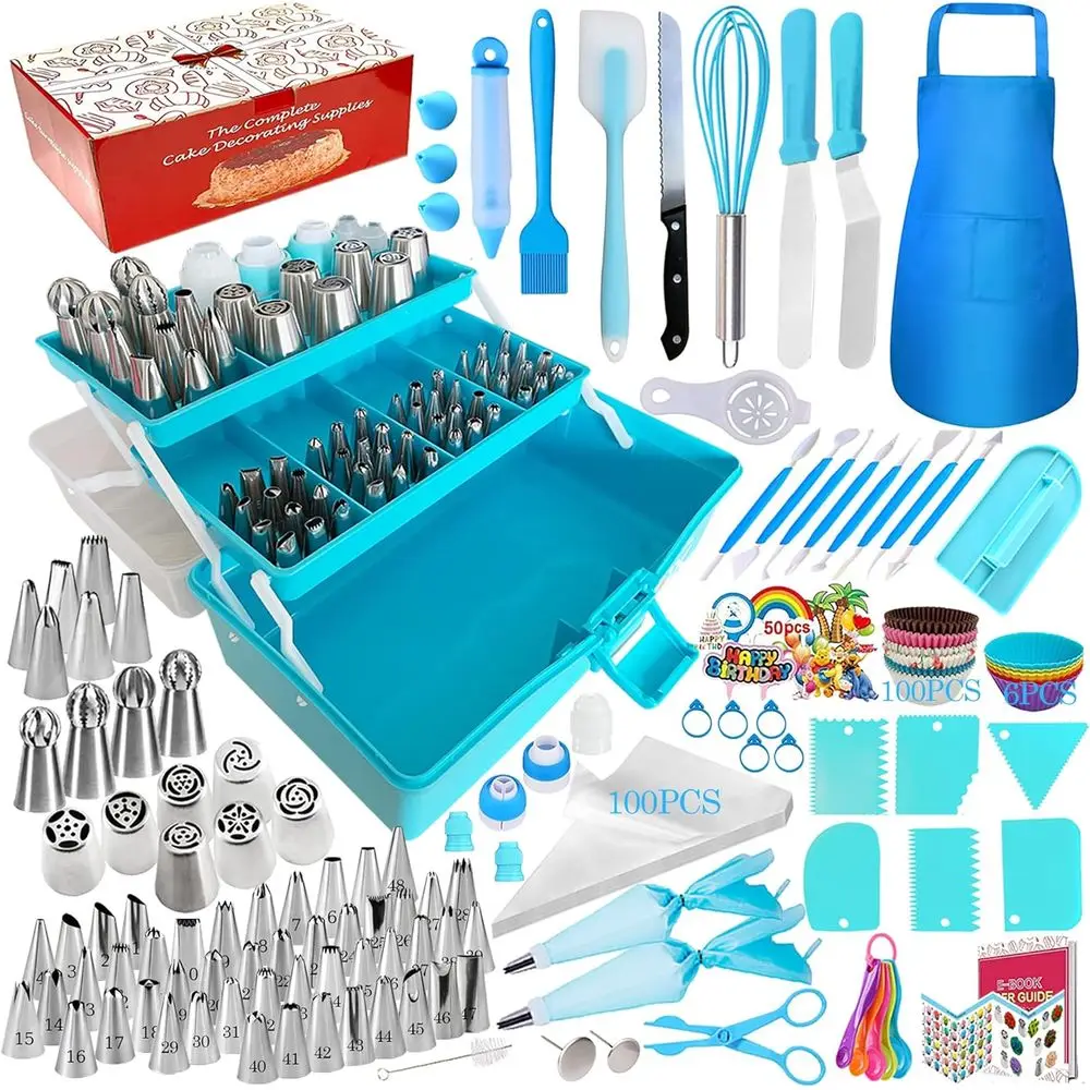 

Cake ting Tools Supplies Kit - 368Pcs Baking Supplies with Storage Case for Beginners - Icing Piping Bags and Tips Set For Cooki