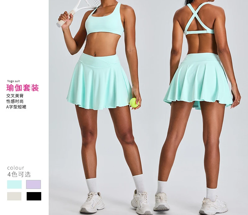 Golf Skirt Women High Waist V Running Outdoors Tennis Sport Skirt Gym Sports Skirt Woman Fitness Sets Sport Outfit for Woman