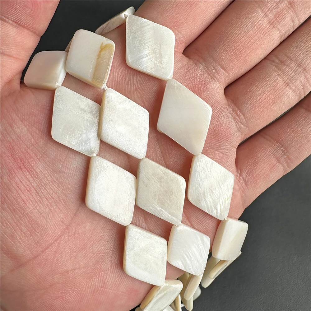 

20x30MM White Natural Rhombic Cube FreshWater Shell of Beads DIY Loose Accessories Charm For Jewelry Making Accessories