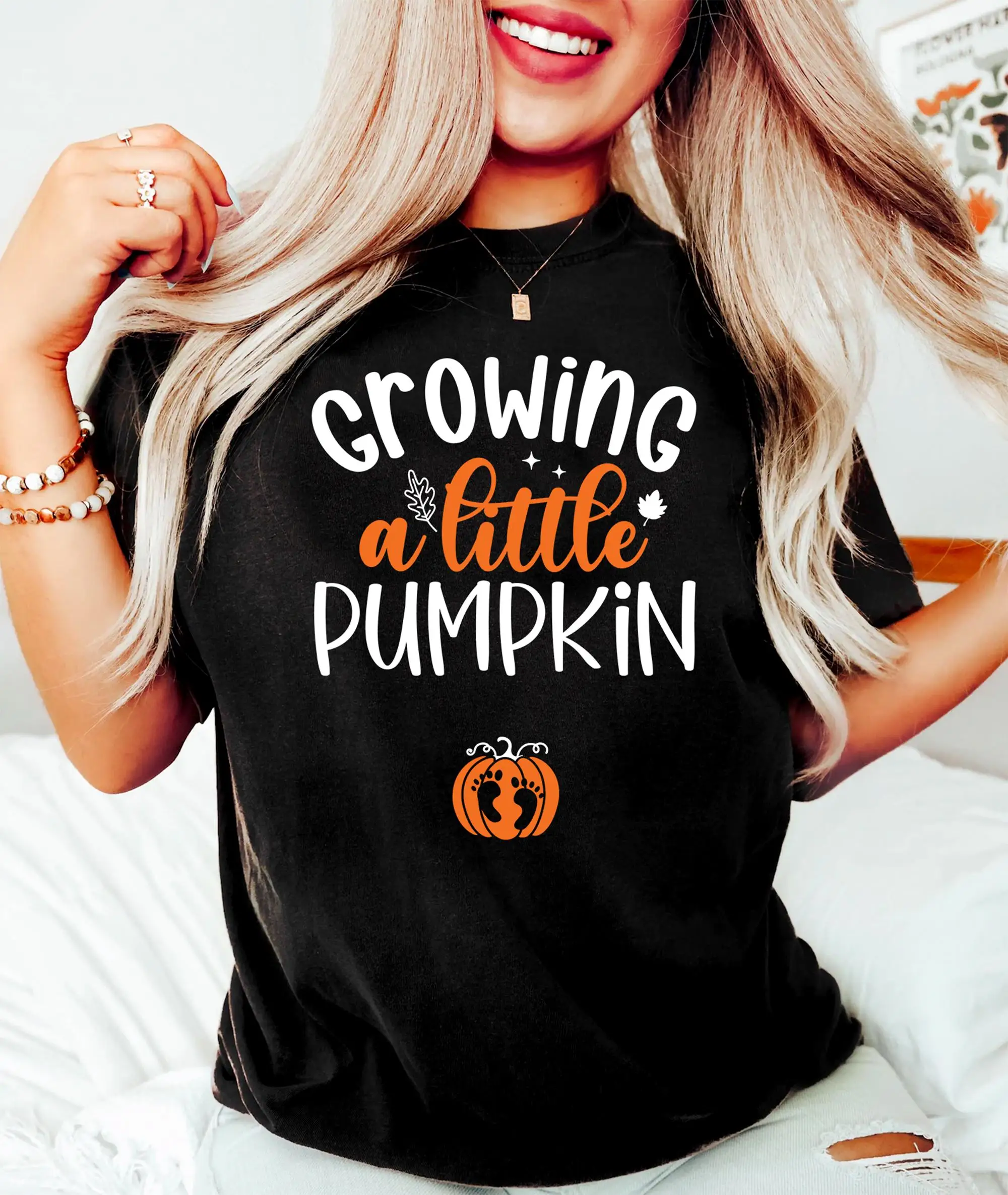 Growing A Little Pumpkin Sweat T Shirt Fall Maternity Sweater Pregnancy Thanksgiving Announcement Reveal