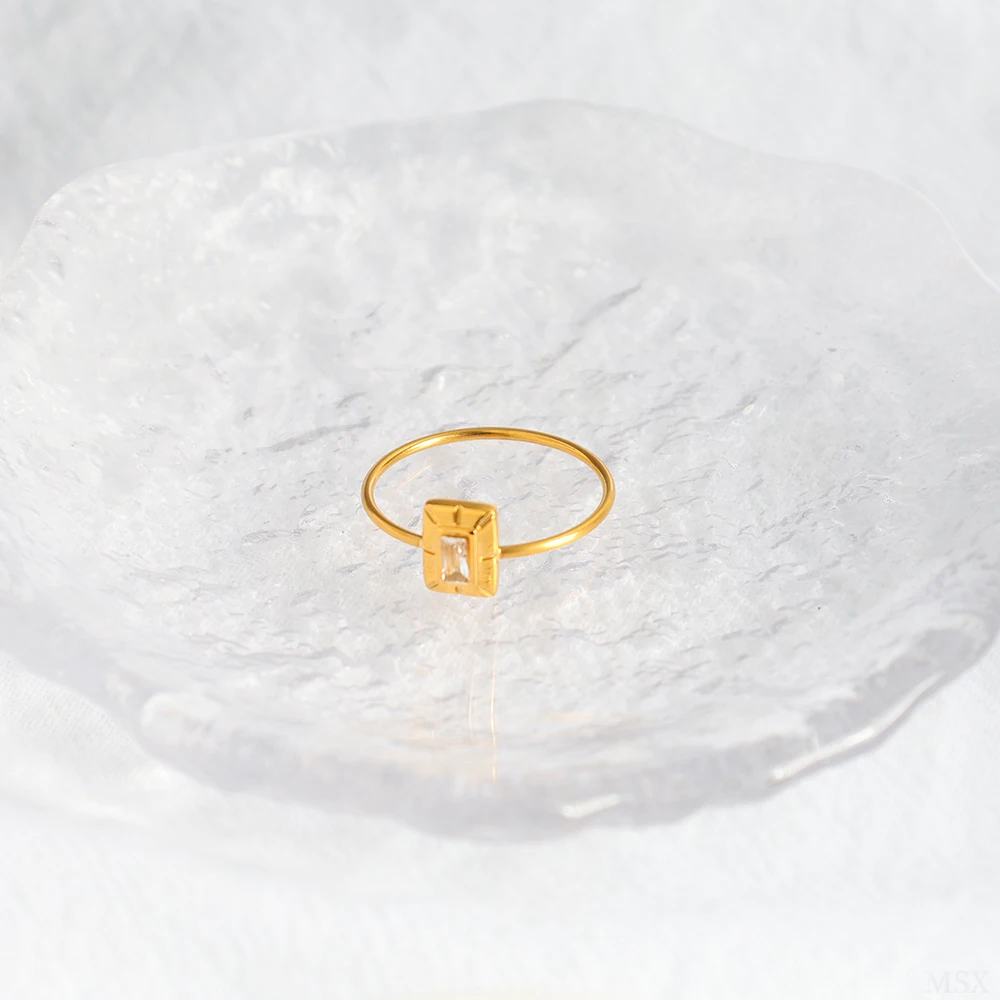 ZMfashion Square Inlaid Zircon Ring for Women Luxury Vintage High Quality Marriage Ring Wedding Party Jewelry Accessories Girls