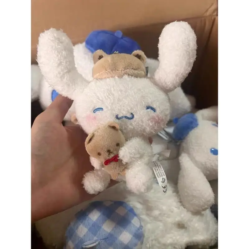 

New Sanrio Cinnamoroll Beret Hug Bear Plush Doll Keychain Girl Backpack Zipper Decoration Christmas Birthday Gift No Hang Tags