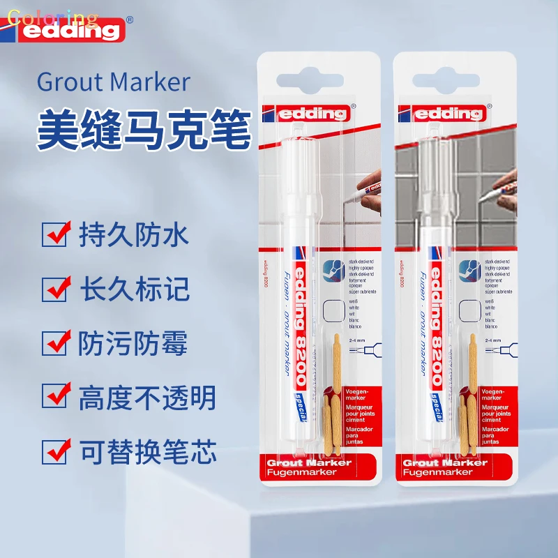 Edding 8200 Tile Grout Marker Professional Quality, Brighten Tile Grout between Tiles in your Bathroom or Kitchen, 2-4mm