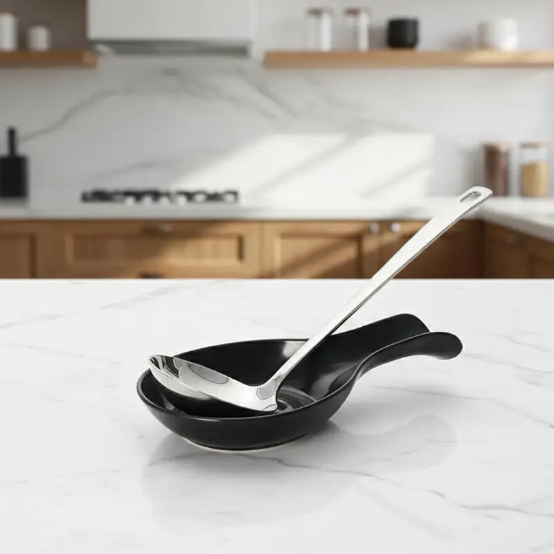 Large Ceramic Spoon Rest Holder Heat Resistant Kitchen Cooking Utensil Rest for Coffee Station