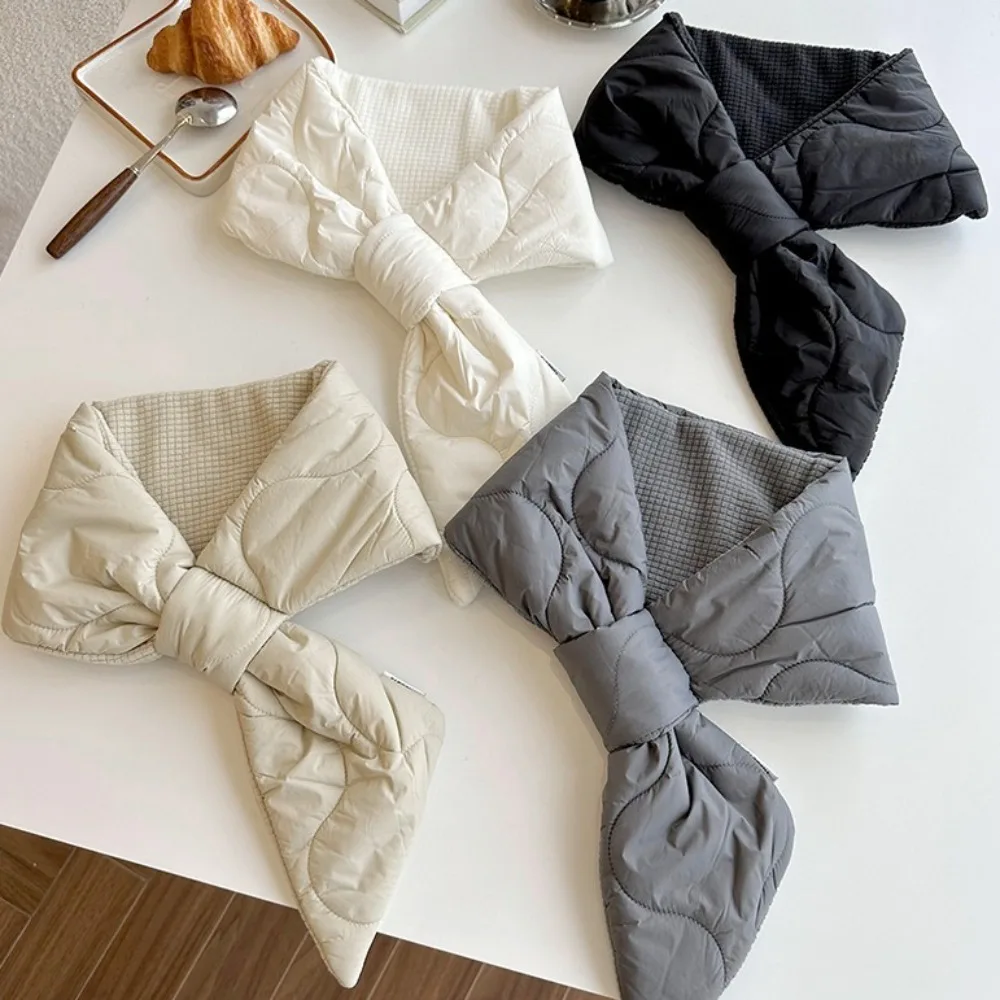 

Stylish Keep Warm Cross Feather Scarf Windproof Korean Style Down Neck Scarf Solid Color Neck Protection Thermal Shawl Outdoor