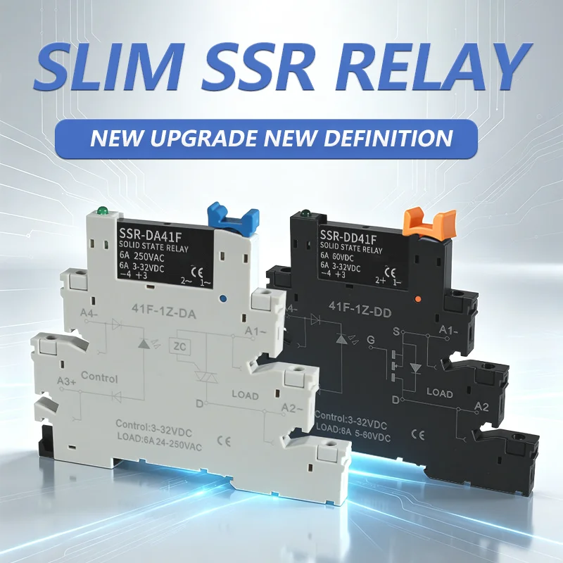 DC Control AC 6A Slim Interface Solid State Relay Module DIN SSR Slim Relay DC Control DC 41F-1Z-C2 SSR Relay DIN Rail