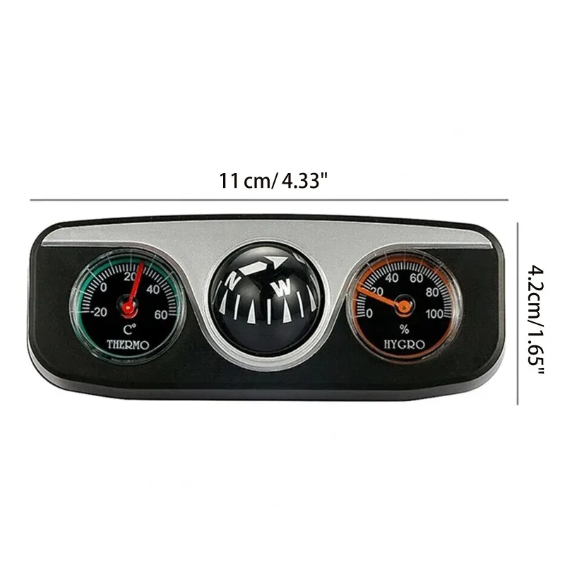 3-in-1 Multifunctional Vehicle Compass, High Precision, with Thermometer ABS Adhesive Navigation Ball for Ships, Vehicle Tools