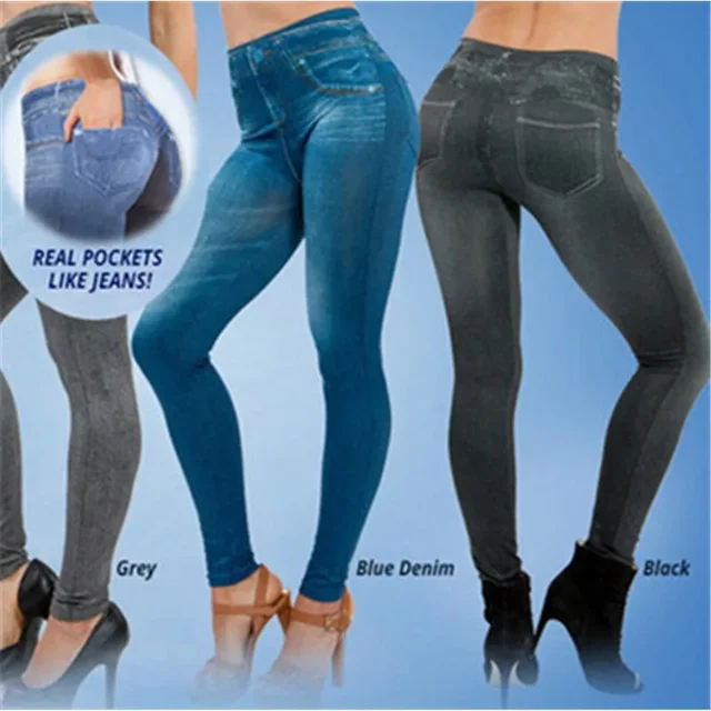 Damskie legginsy jeansowe spodnie do fitnessu wysokiej talii legginsy gimnastyczne wysokie elastyczne biodra podnoszenie moda szczupła bieganie kolarstwo rajstopy do jogi