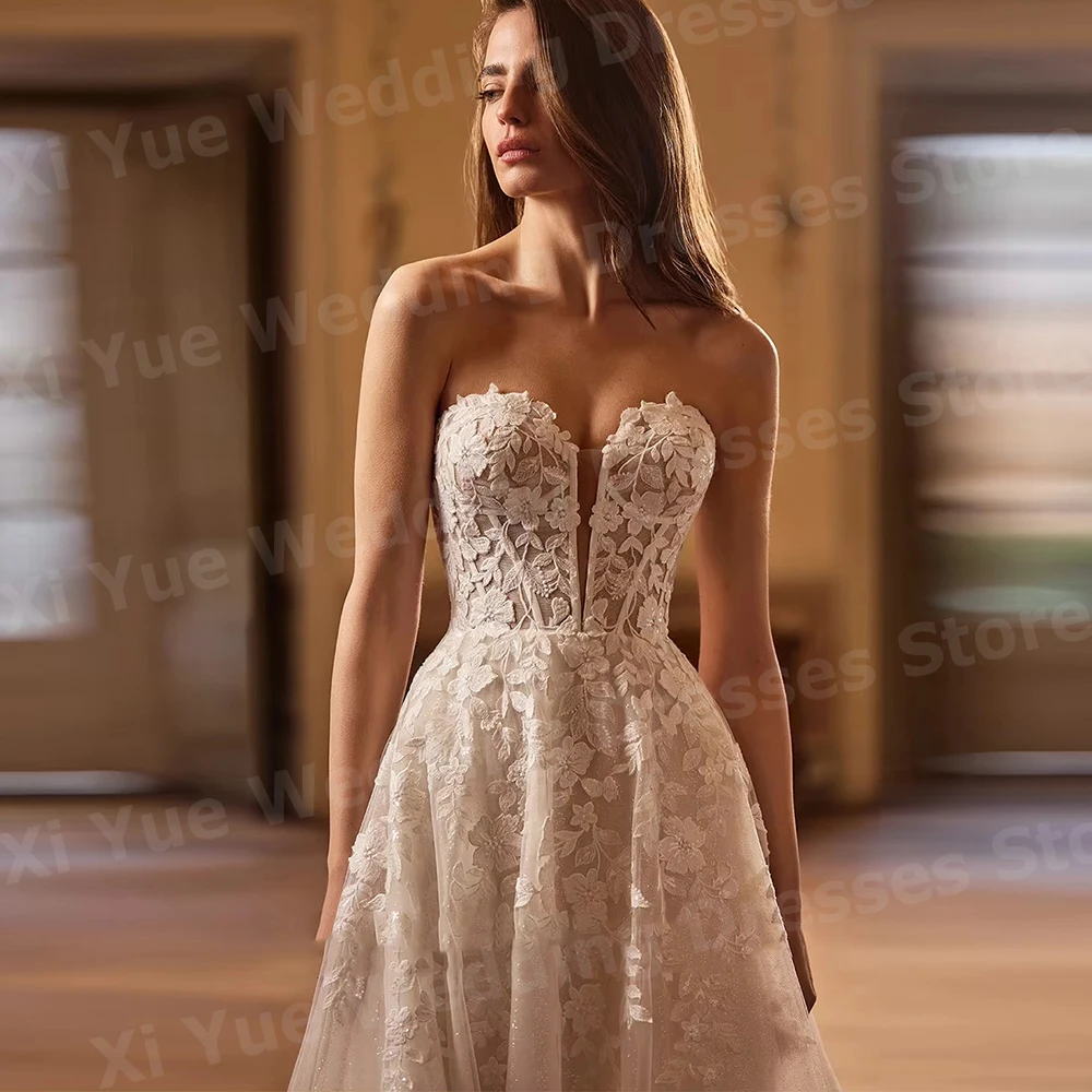 Fascinating A Line Women's Long Sleeved Wedding Dresses Vestido De Novia Lace Appliques Bride Gowns Customized Robe De Mariée