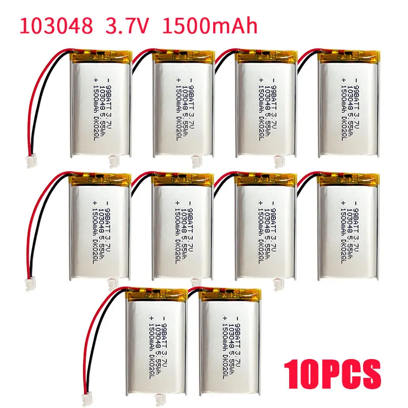 

10шт 103050 103048 Батарея 1500 мАч Полимерные литиевые батареи 3,7 В Lipo для DVD-видеокамеры Сканер Переводчик Игровой автомат